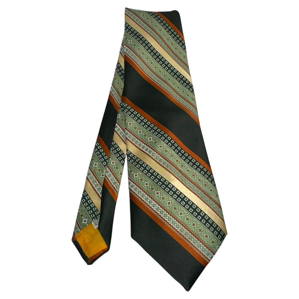 Vintage Retro Eddie Williams by Damon Men's Multicolor‎ Green/Orange Necktie